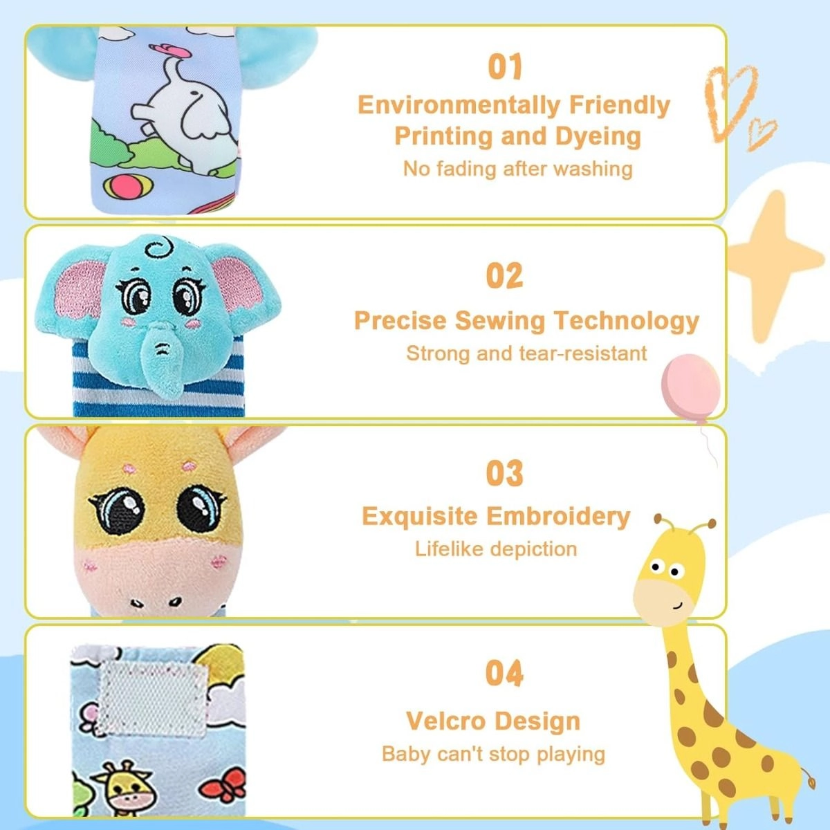 Wrist Rattle & Foot Finder Socks - 1+ Animal designs