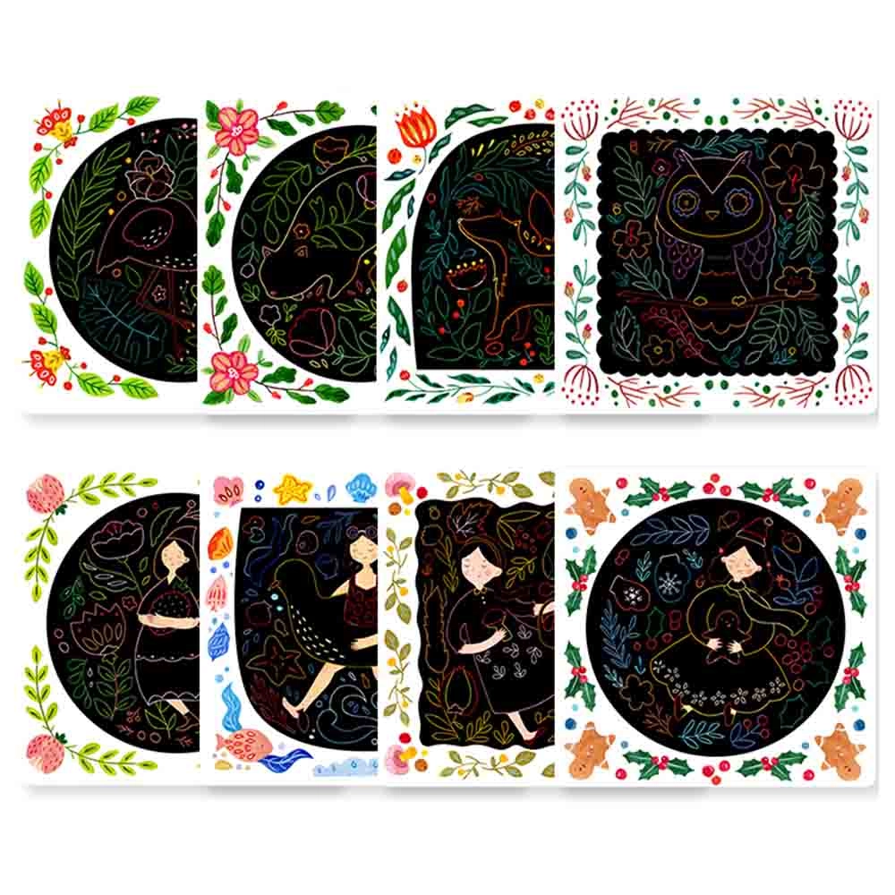 Scratch Art Kit - x 8 Bamboo Pen X 1