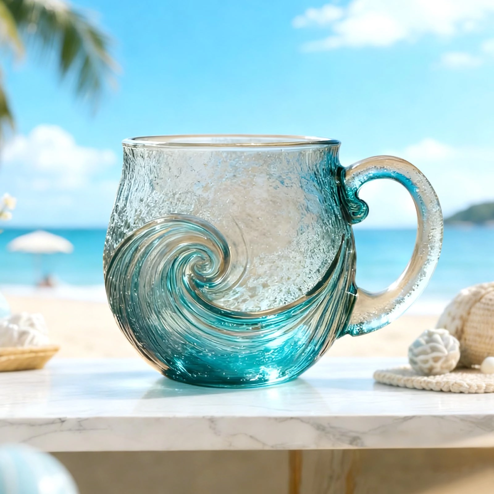 CelestiMingle Ocean Wave Sea Glass Mug - 1 pcs - 350 ml