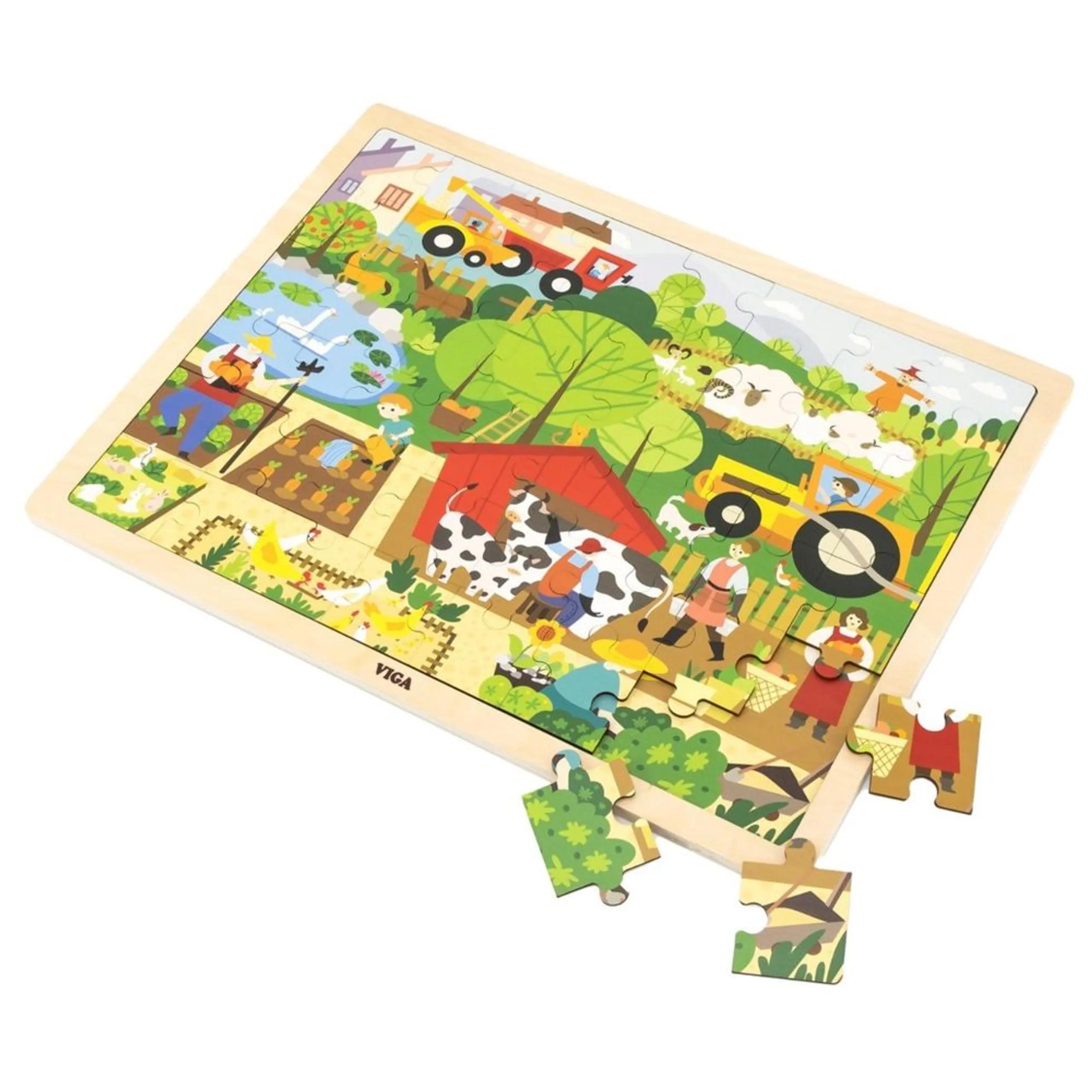 VIGA Farm Jigsaw Puzzle - 48 Piece Wooden