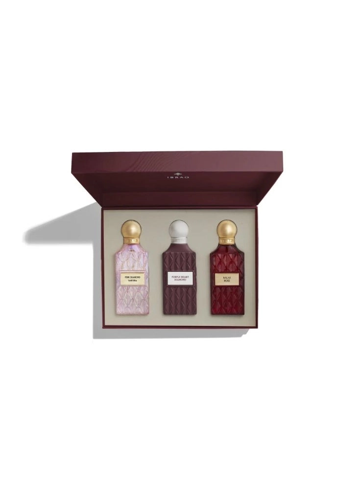 Pink Dimond Eau de Parfum 75ml + Purple Heart Dimond Eau de Parfum 75ml + Balase Rose Eau de Parfum 75ml