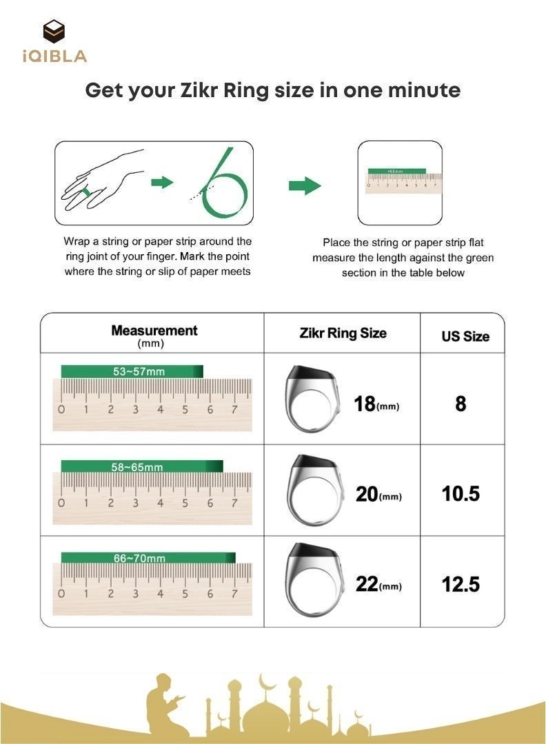 Smart Zikr Ring - 20mm Prayer Counter