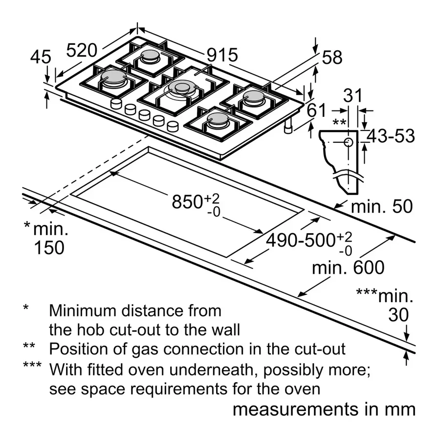 iQ500 EP9B6QO90M Gas hob