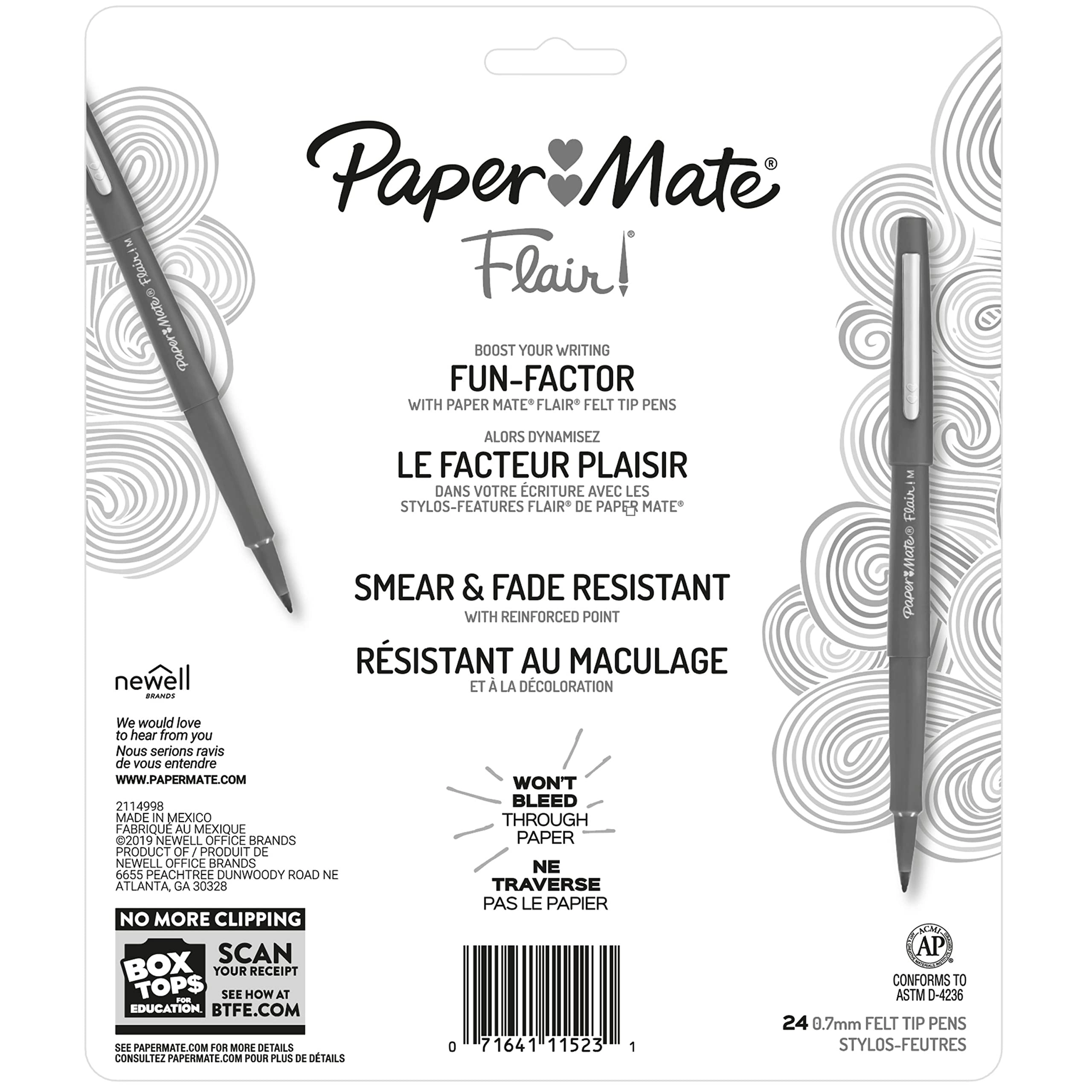 Flair Felt Tip Pens - 24 Assorted 0.7mm
