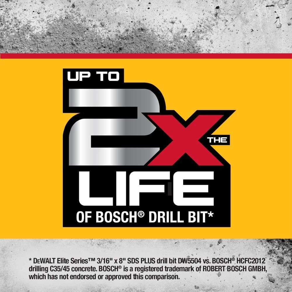 DW5504 - 3/16\"\" x 6\"\" x 8-1/2\"\" Solid Rock Carbide SDS+