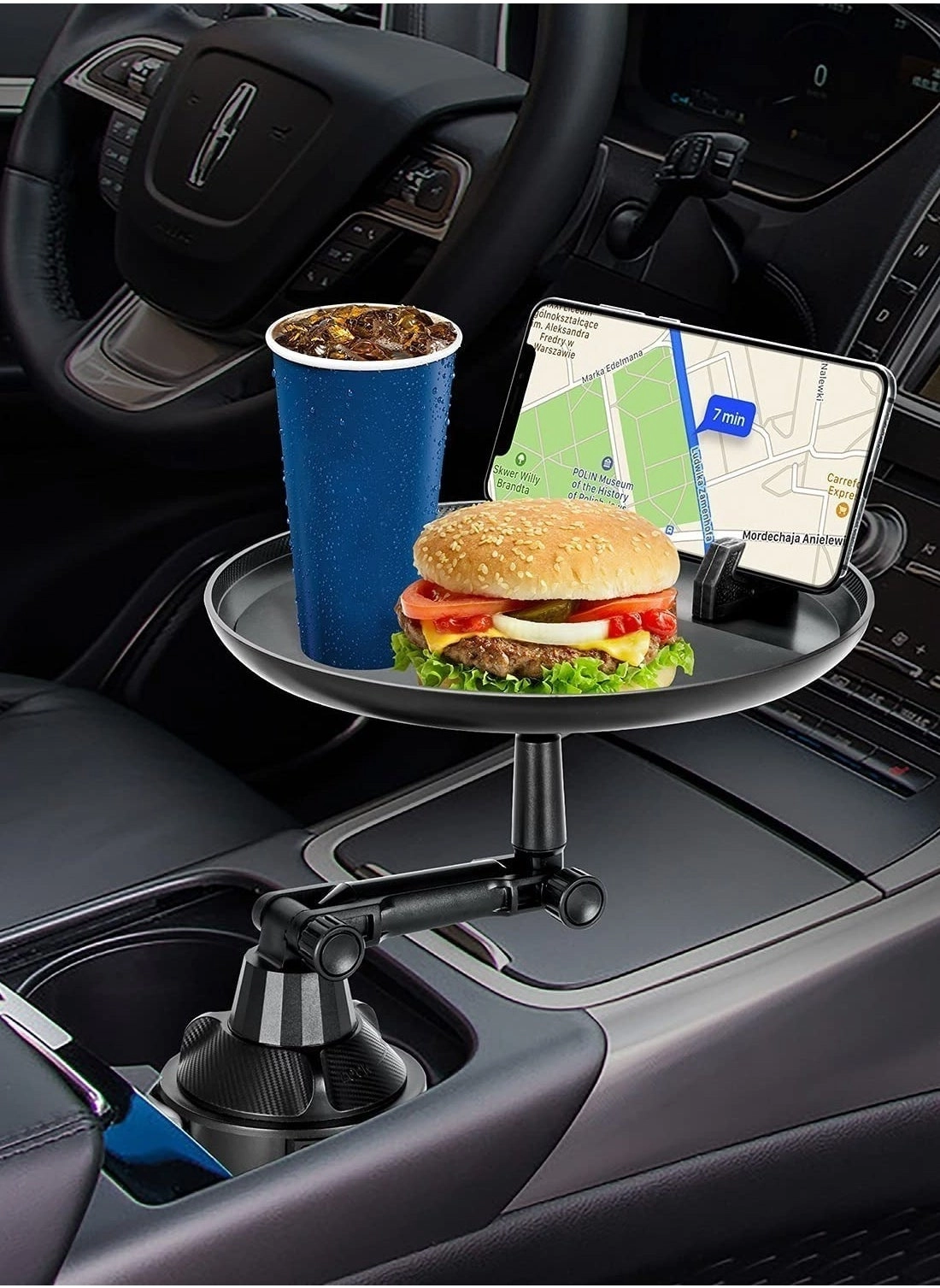 Car Cup Holder Tray - 360° Swivel Universal Adjustable