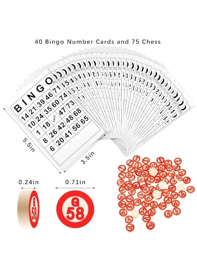 Bingo - 40 Bingo Number Cards 75 Chess Set