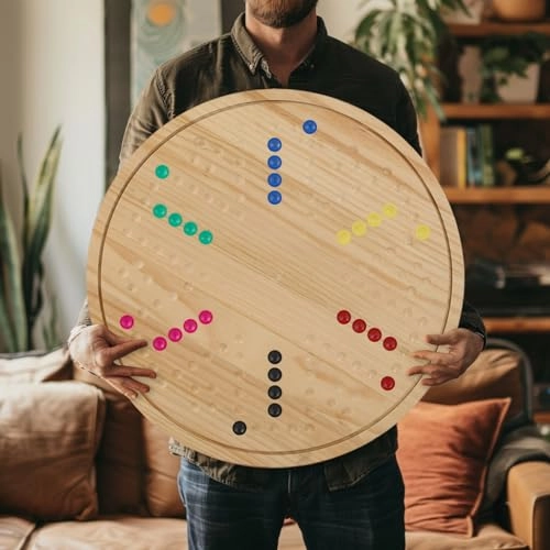 Wahoo Marble Board Game - Double-Sided Solid Wood