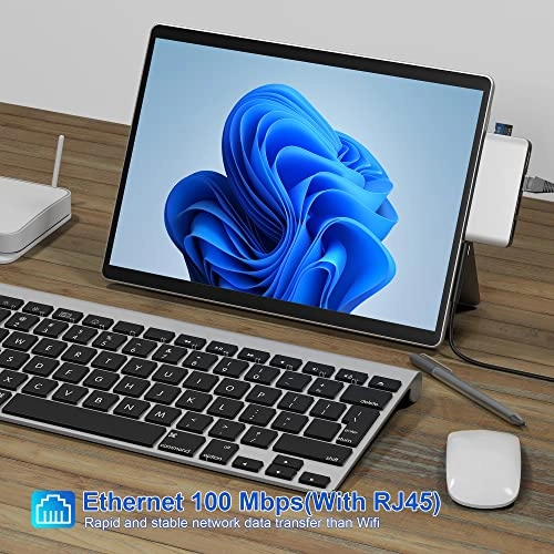 Surface Pro 8 Hub Docking Station - 4K HDMI 100M Ethernet USB 3.0 x2 Micro SD Card Reader