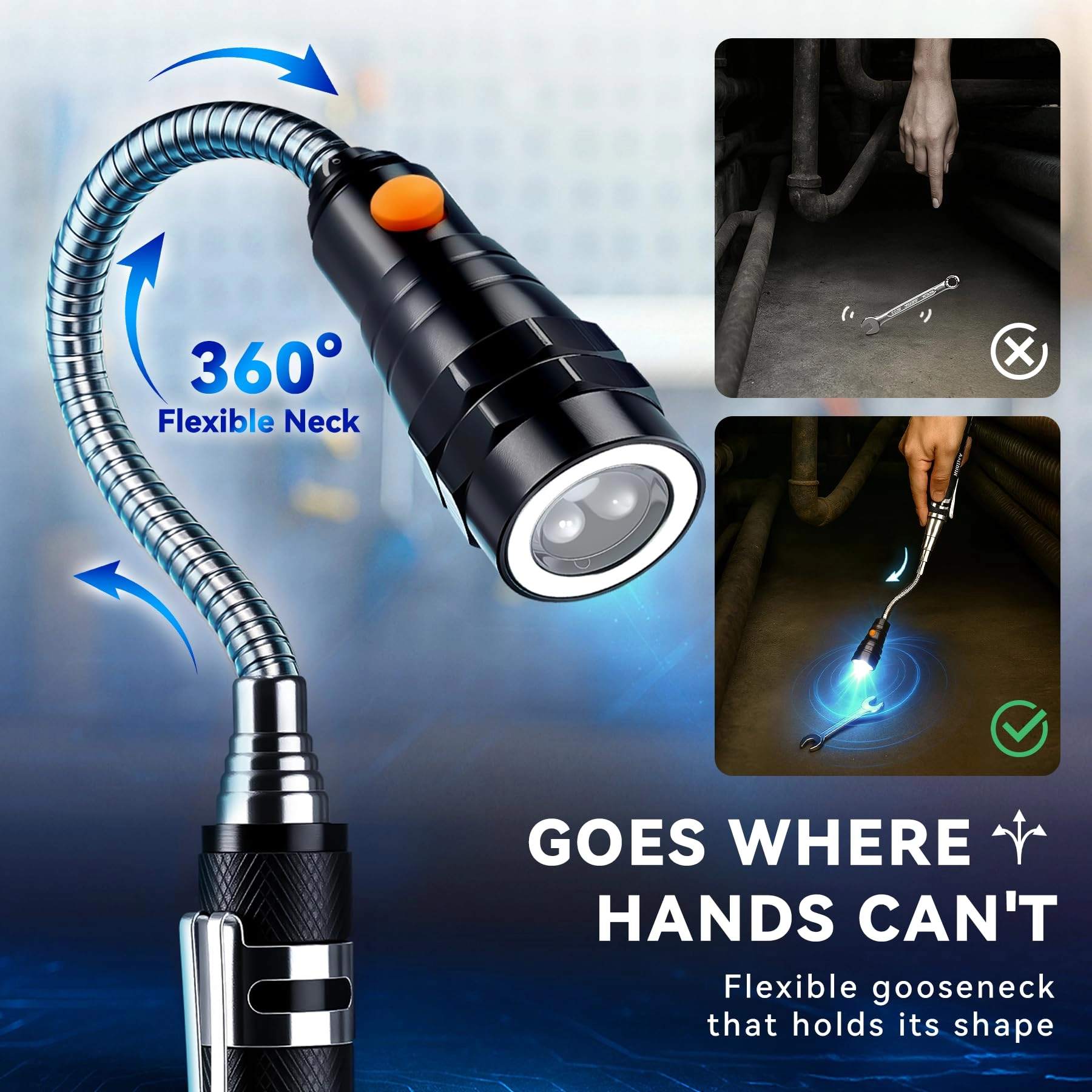 Extendable Magnetic Flashlight - Telescoping Magnet 200lm