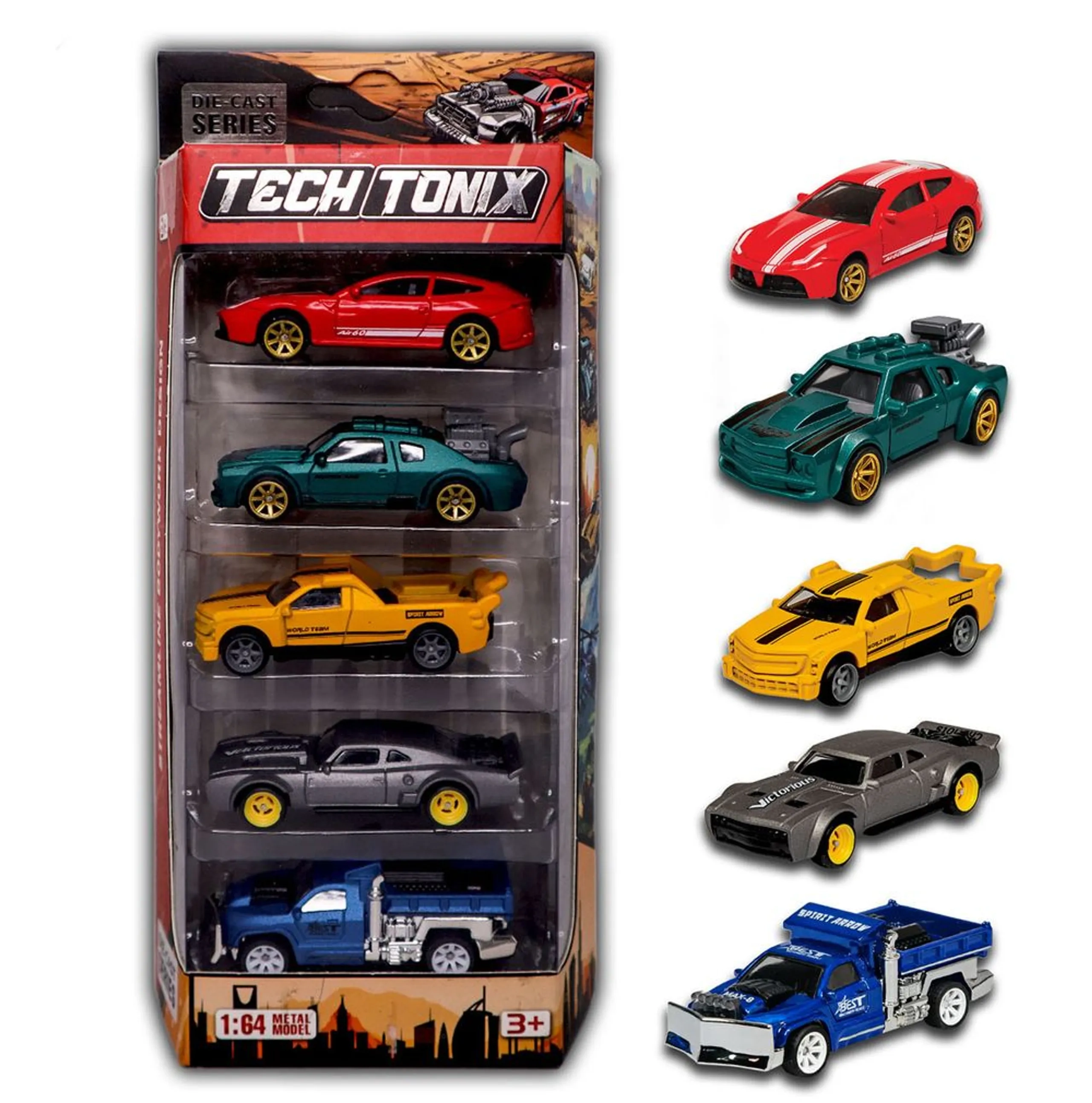 TECHTONIX Diecast Mini Sports Racing Cars - 1:64 5 pcs