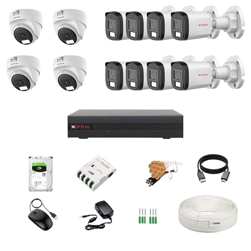 CP Plus illumax 5MP 16CH DVR + 5MP Bullet Camera + 4TB HDD + 8CH SMPS + CCTV Cable + BNC/DC