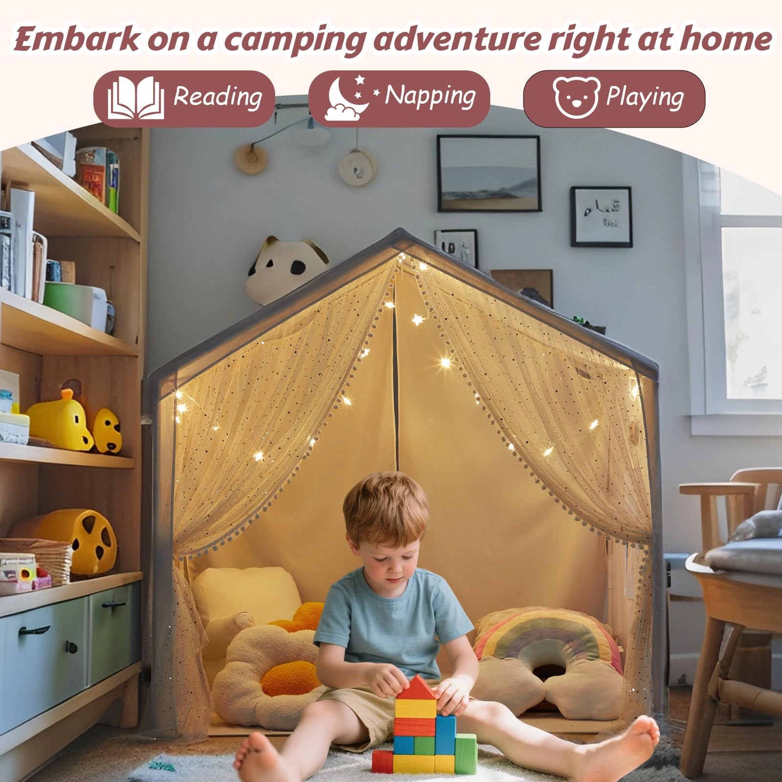 Play Tent - 125cmx80cmx115cm Beige