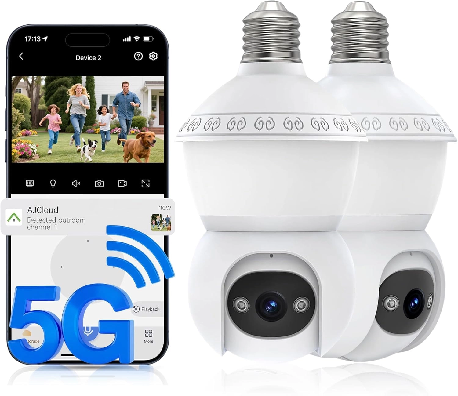 JCMNETE Light Bulb Security Camera 2K Pack