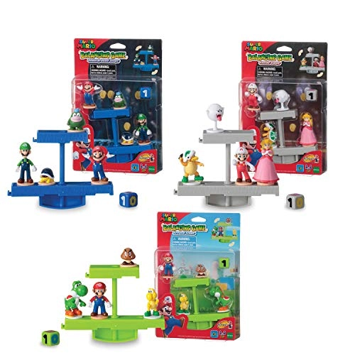 Super Mario Balancing Game - 3 Tabletop Action Games + Super Mario Action Figures - 12 Collectible