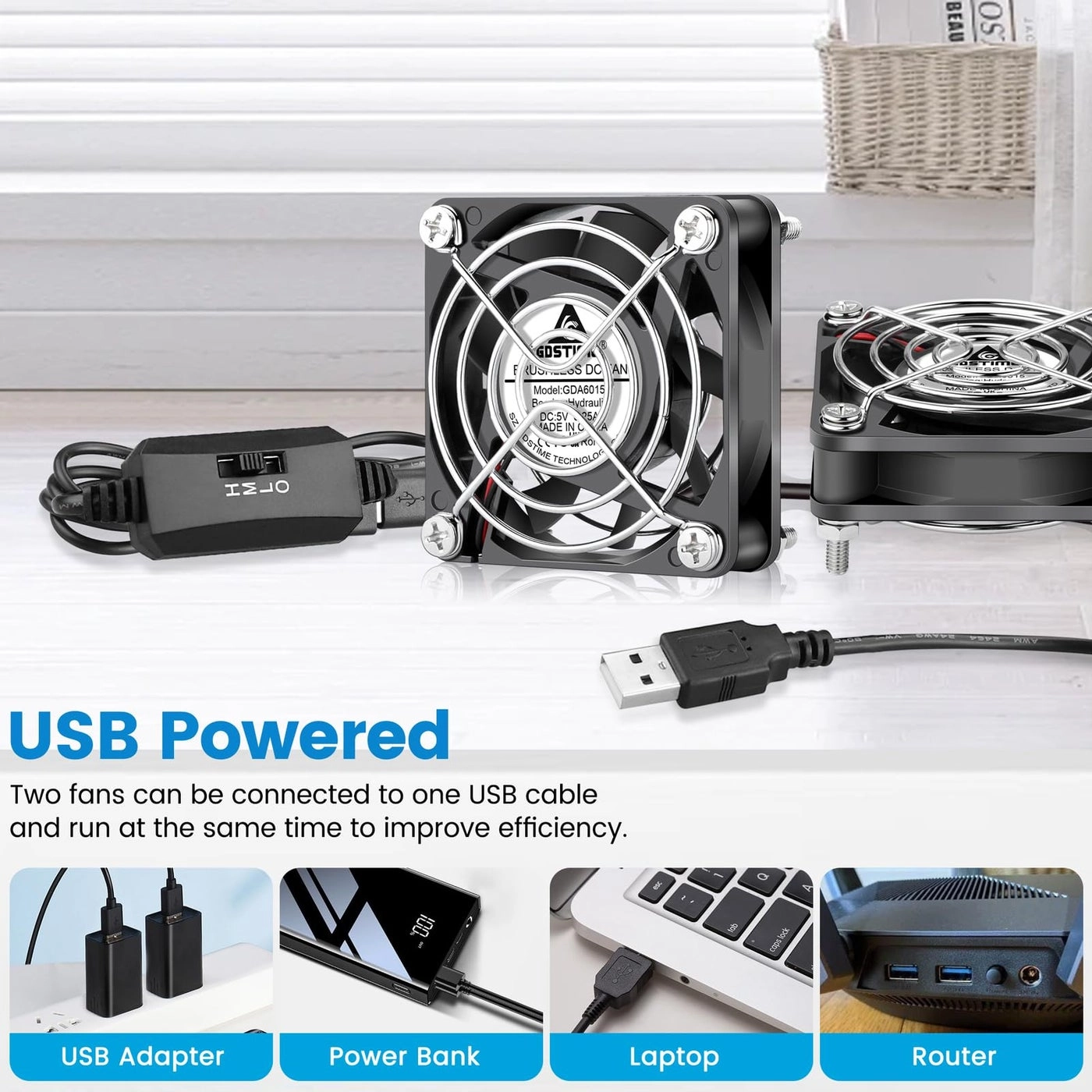USB Fan - 2-Pack 60mm x 15mm Pack