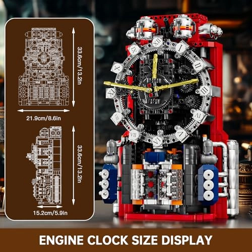 10187 Technic Mechanical Engine Clock - Remote Controlled App Control