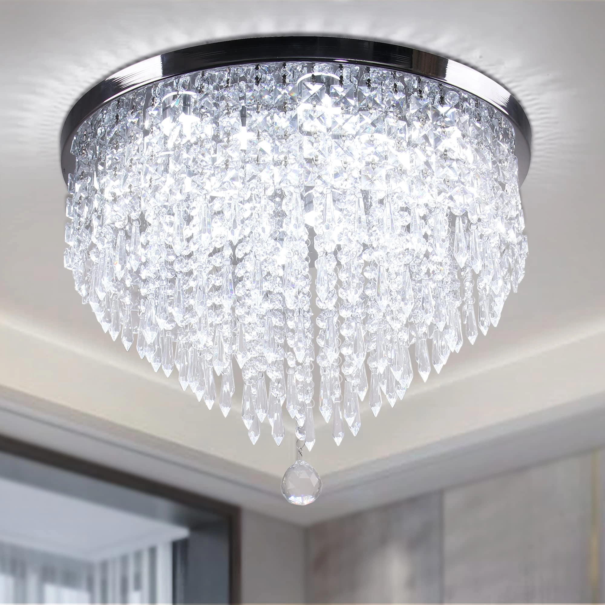Modern Crystal Chandelier - 3500K non-dimmable