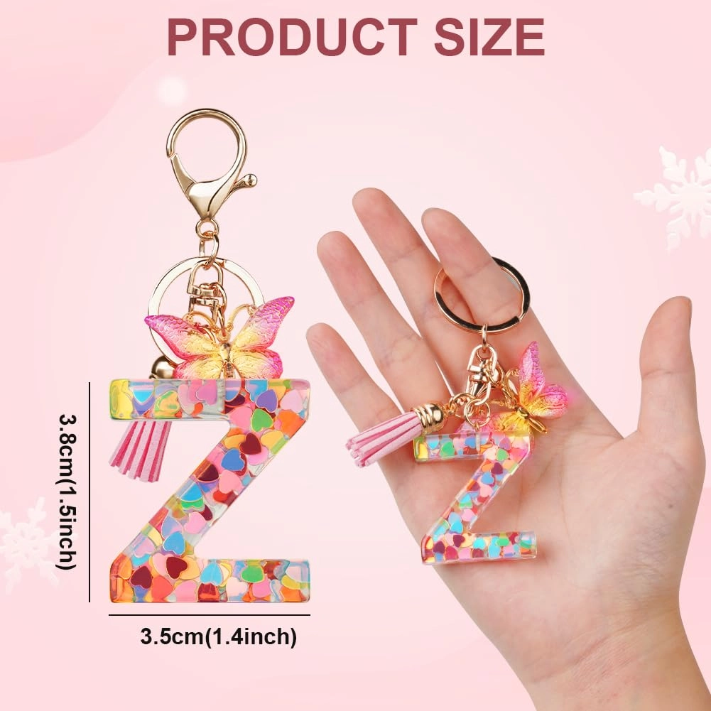 Initial Letter Keychain - Butterfly