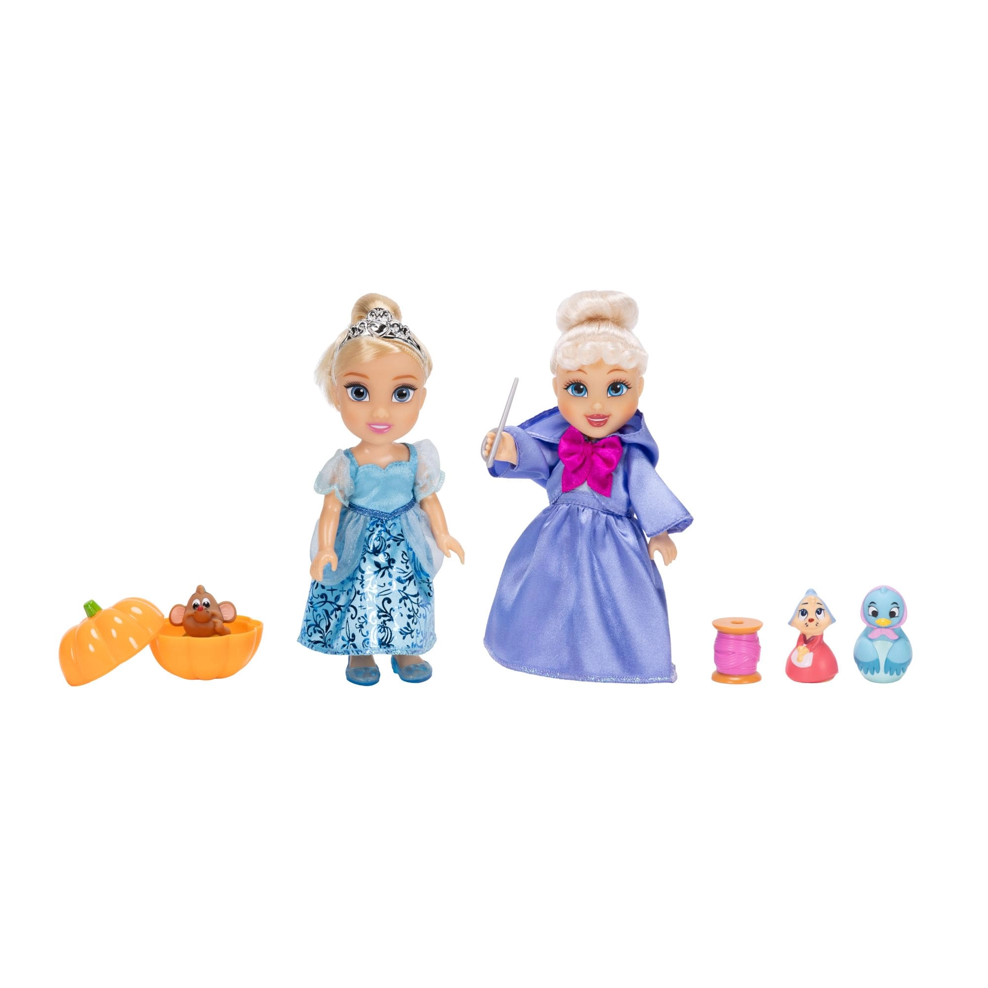 JAKKS Pacific Cinderella Doll - Petite rooted hair + Fairy Godmother Doll - signature outfit