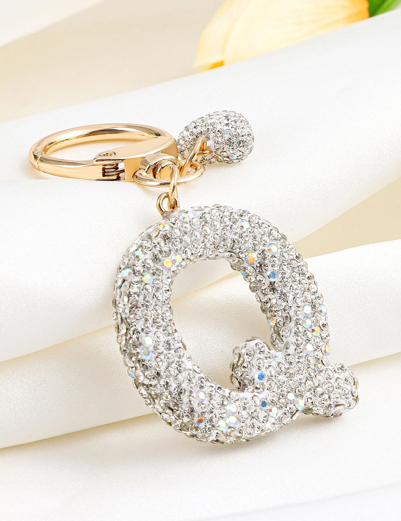 Initial Keychain - L Purple Rhinestone