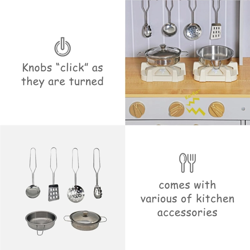 Kids Wooden Kitchen Toys Pretend Play Toyset (5551007-W10C822B)