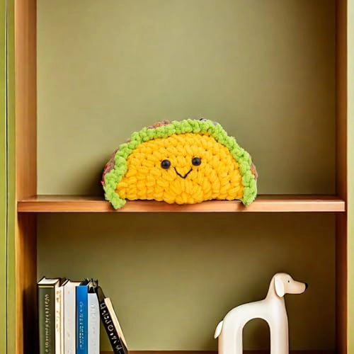 Emotional Support Taco - Handmade Knitted Wooden Base