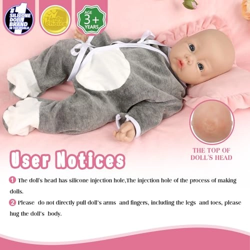 Reborn Baby Doll - 17 inch Silicone Boy Ages 3+