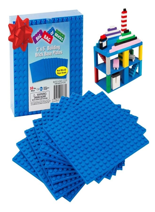 SCS Direct Classic Baseplates for Building Bricks - 5"x5" 10pcs