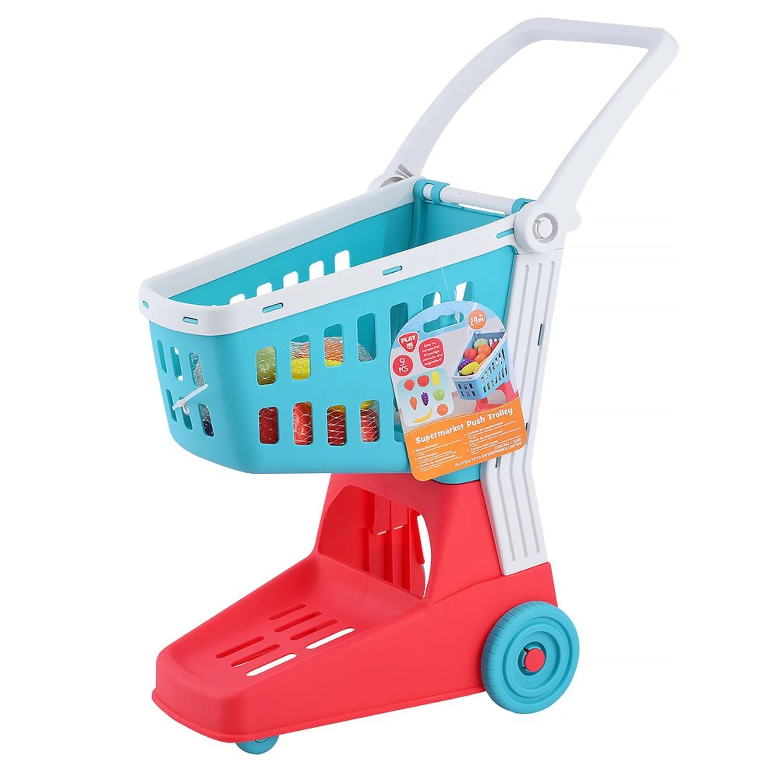 Play&Go Supermarket Push Trolley - 9 Pcs