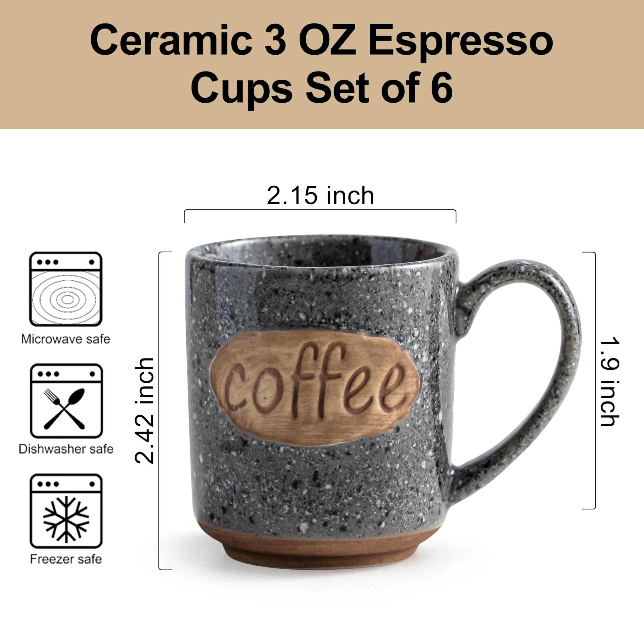 Mini Demitasse Cup - 6 pcs - coffee design