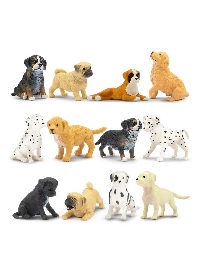 TOYMANY Mini Dog Figurines 12 pcs