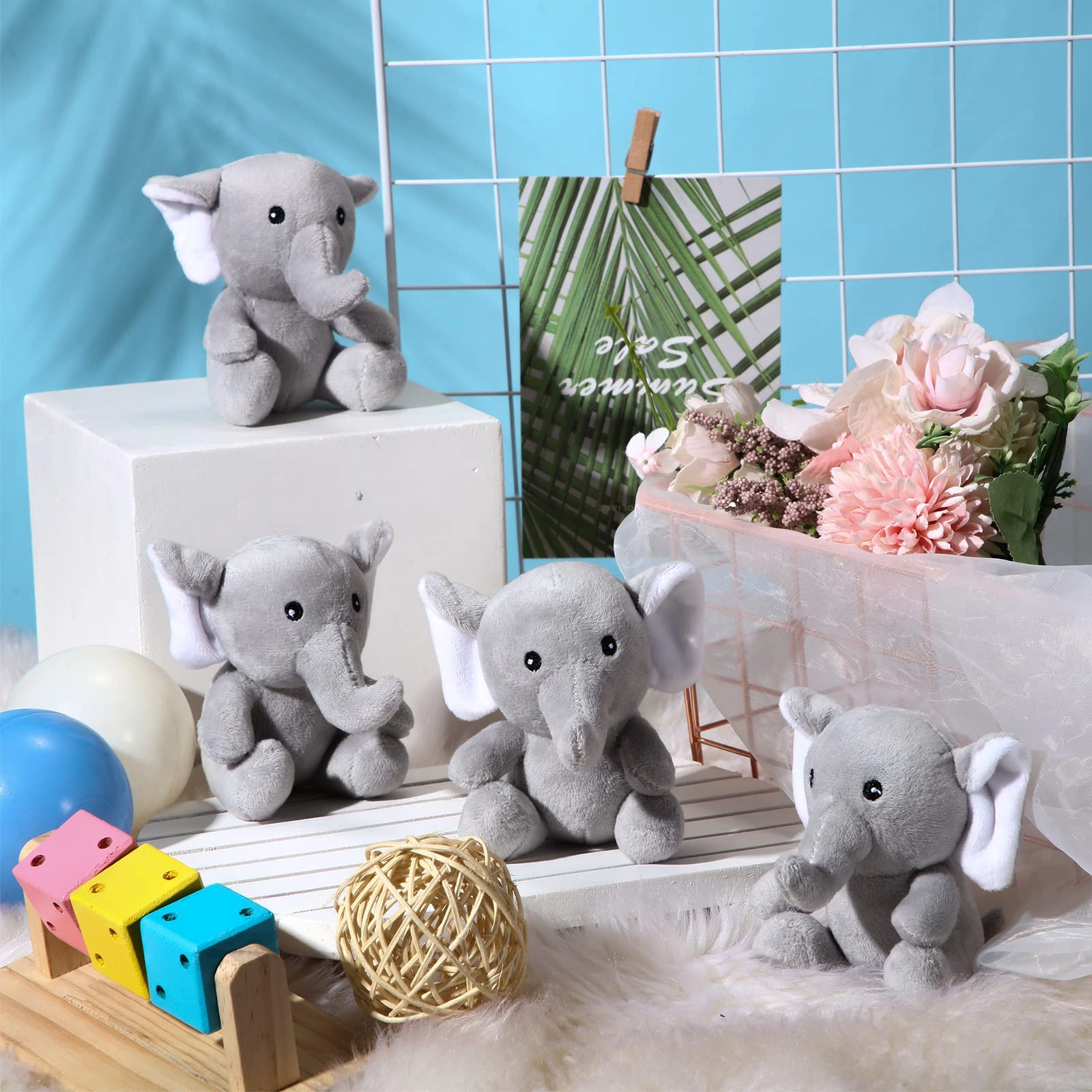 Elephant - 4 Inch Grey 4 Count