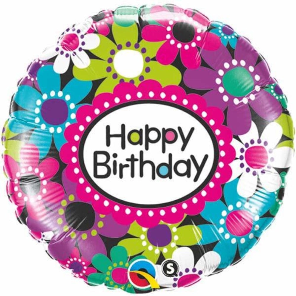 Party Zone Birthday Daisy Patterns Foil Balloon - 18-Inch