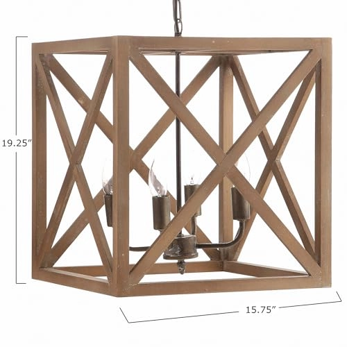 DA4433 Square Wood and Metal Chandelier