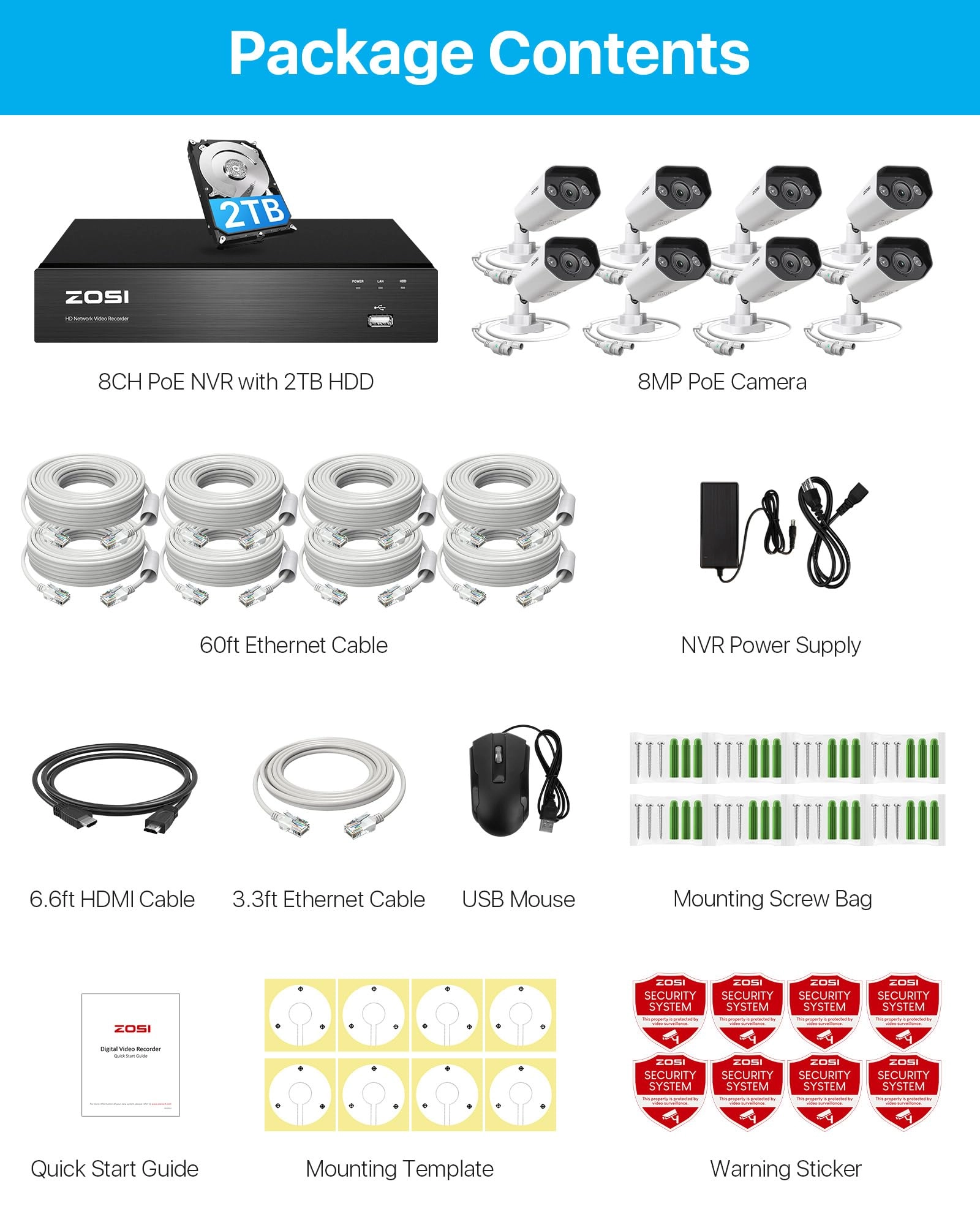 PoE Security Camera System - 8 channels