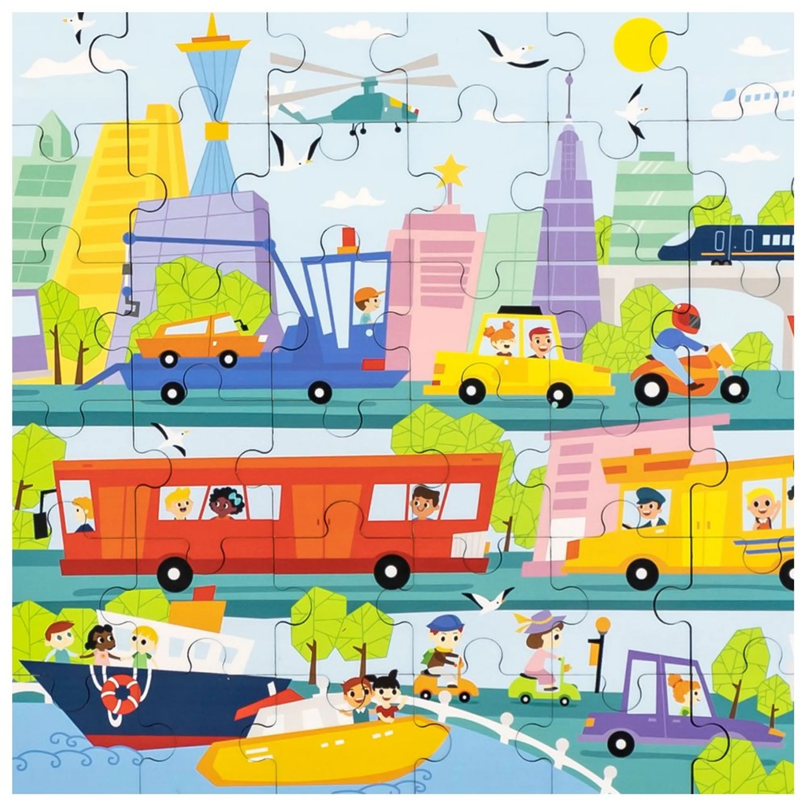 City Transportation Wooden Puzzle (PCG-44582) - 48 pcs
