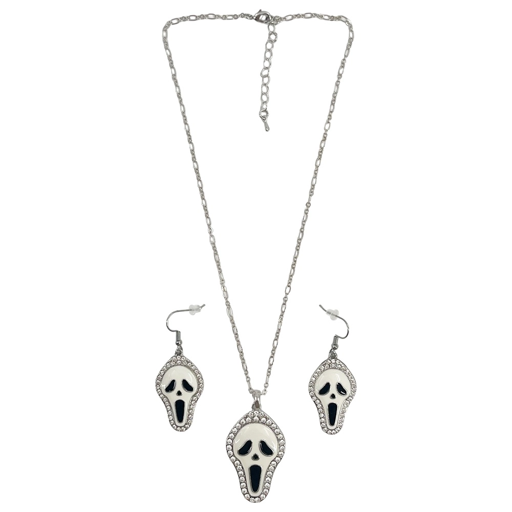 Rhinestone Silver-Tone Alloy Necklace and Earring Set