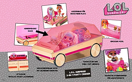 3-In-1 Party Cruiser - Rose Gold Pink Trim Magic Black Lights Ages 4+