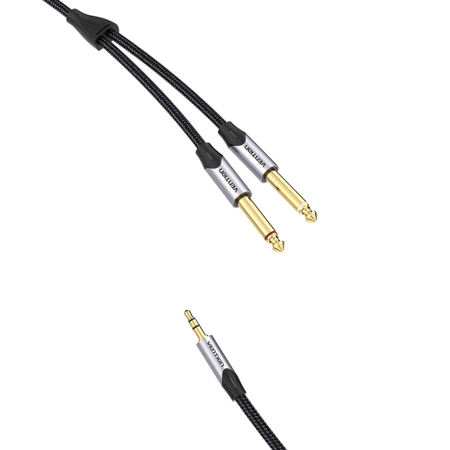 Cotton Braided 3.5mm Male to 2*6.5mm Male Audio Cable - 5 m