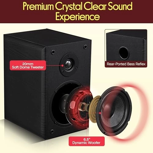 Home Wooden Bookshelf Speakers - 120W