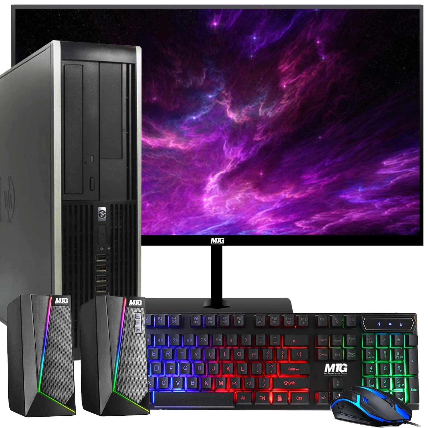 HP (Renewed) Elite Desktop - 2400 16GB 1TB + 22 Inch Monitor - 1080p + Keyboard and Mouse - RGB + Speaker