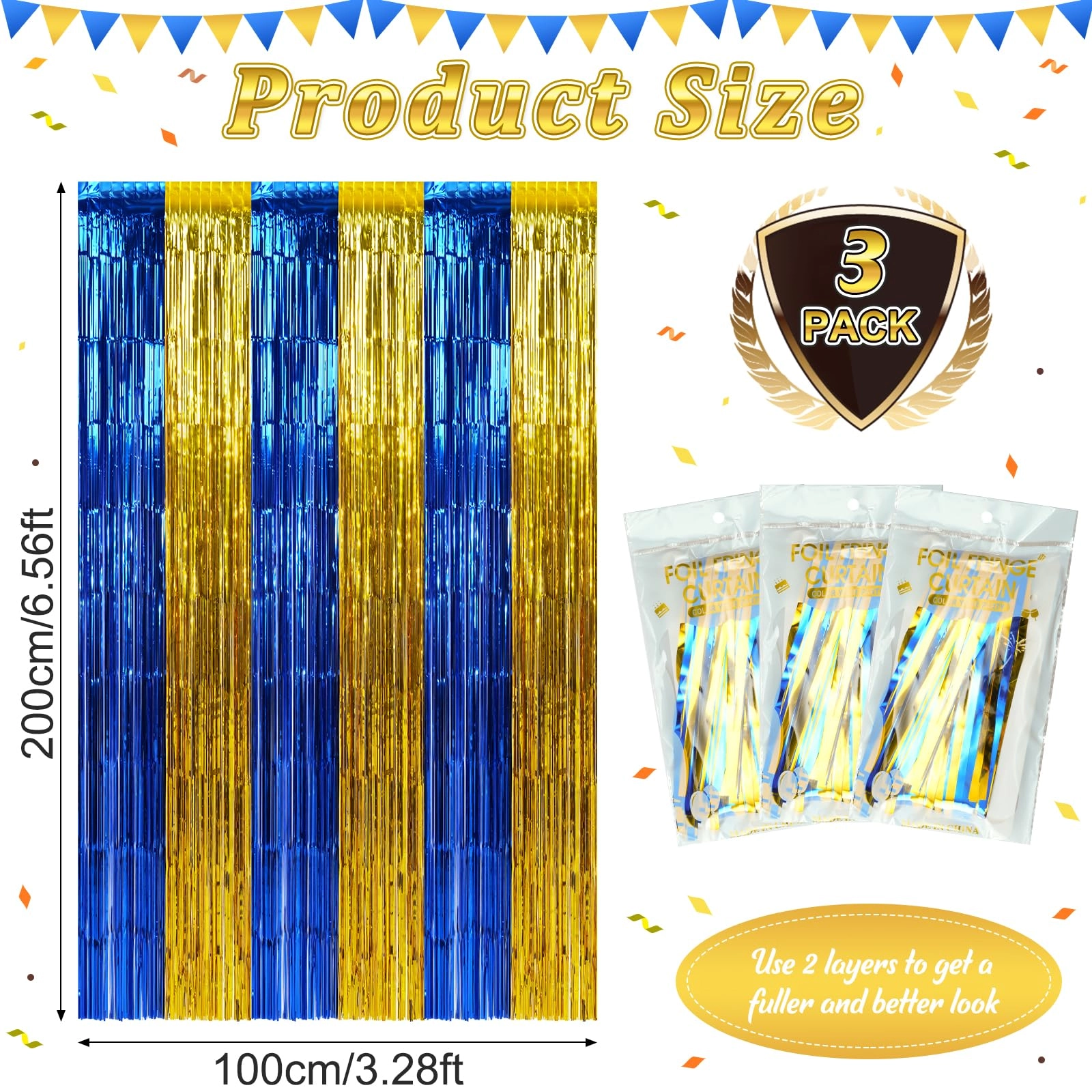 Foil Fringe Curtain - 3 Birthday Graduation Prom Wedding Pack