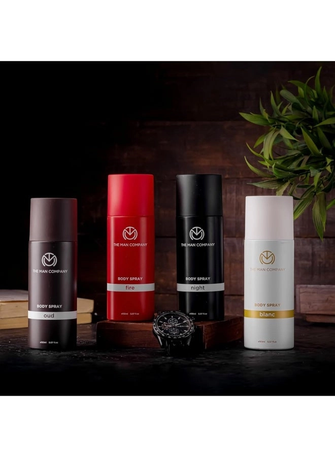 Deodorant for Men - Blanc, Fire, Night & Oud 150ml*4 Gift Set