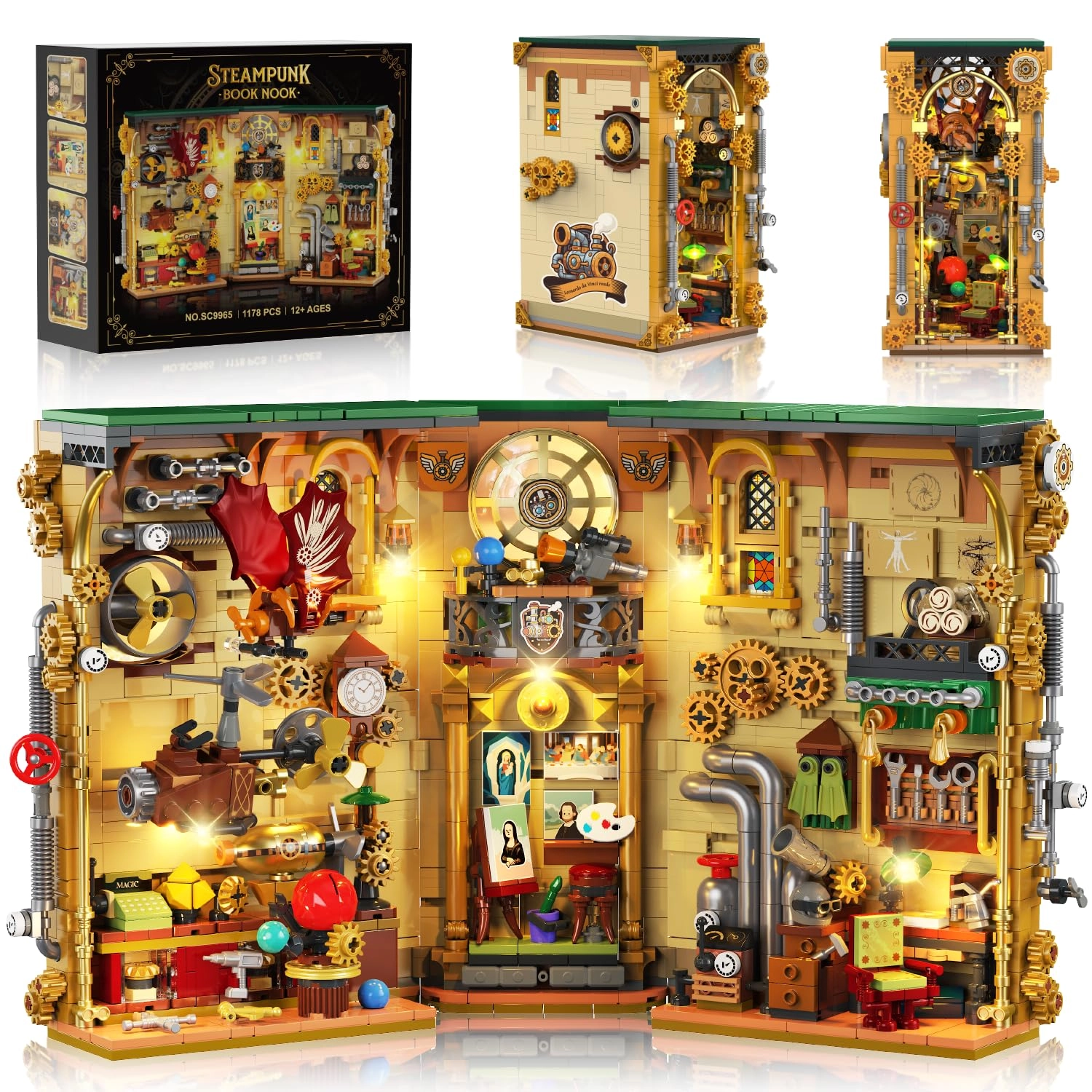 INSOON Steampunk Booknook Building Kit - 1200 Pieces Light