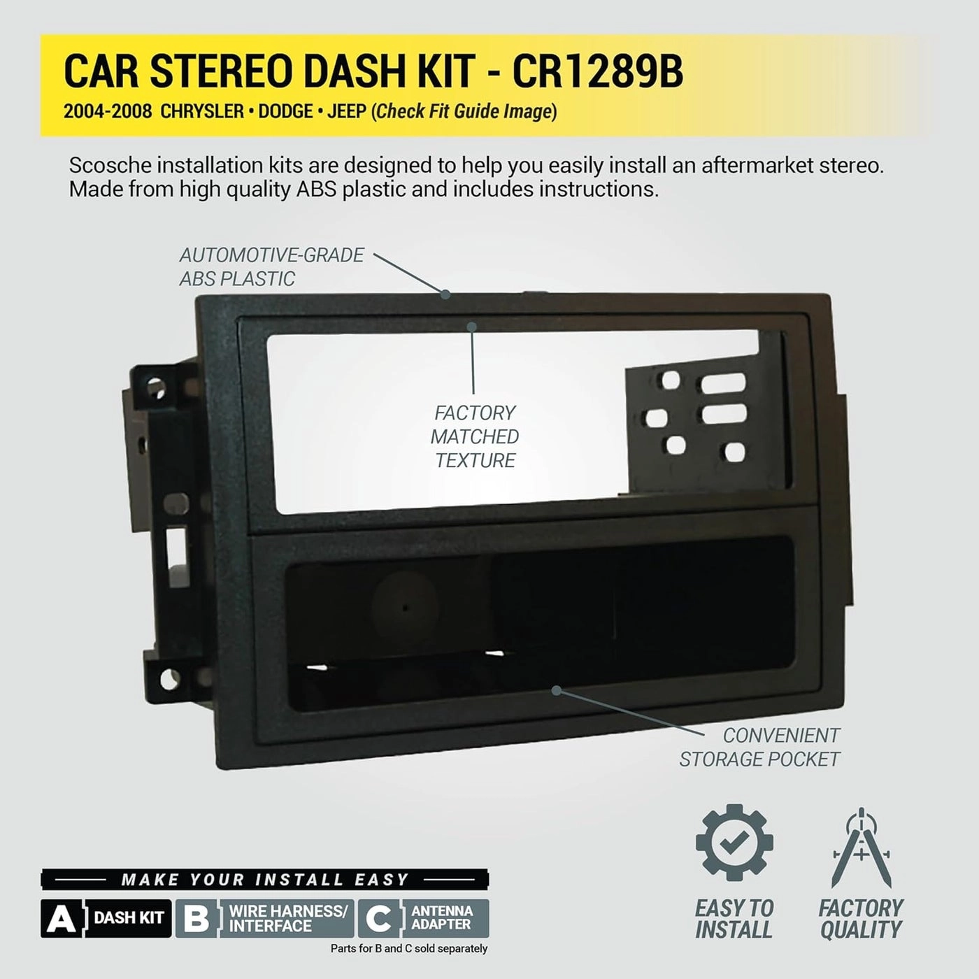 CR1289B - Dash Kit for Chrysler/Dodge/Jeep