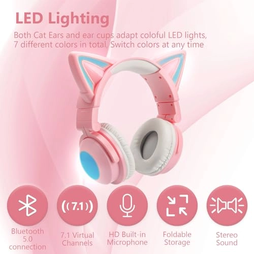 Cat Ear Bluetooth Headphones Wireless Headphone