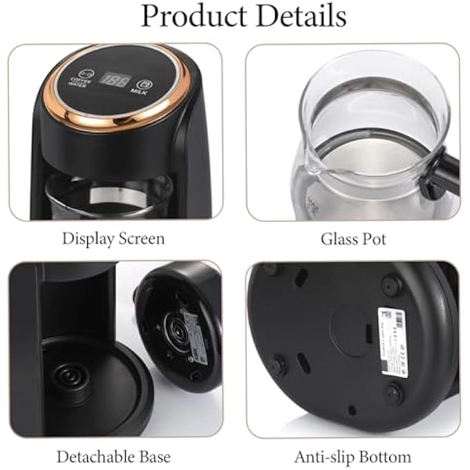 Turkish Glass Coffee Maker - Foldable Handle Portable Electric