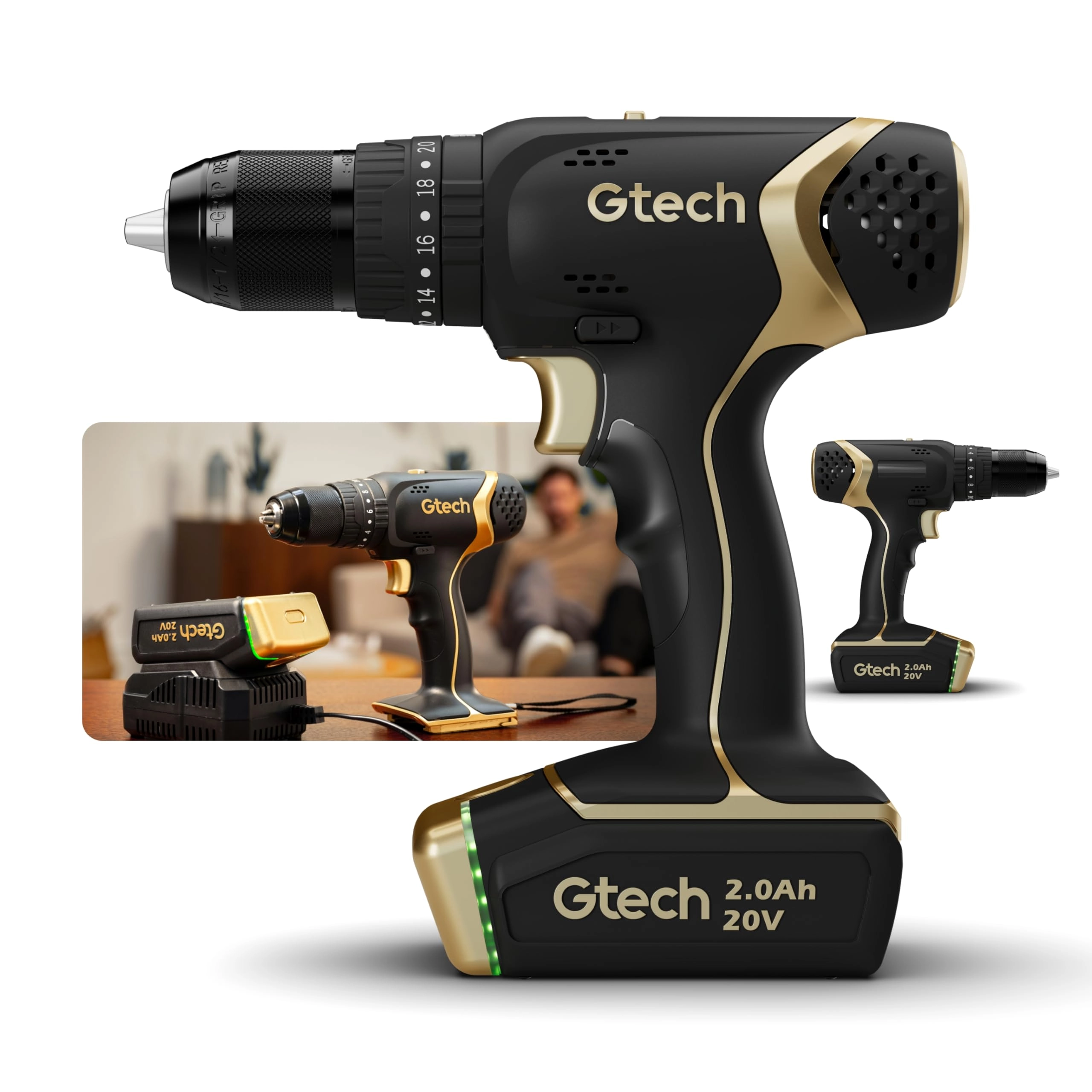 G-Technology Combi Drill - 20 Volts Battery Powered