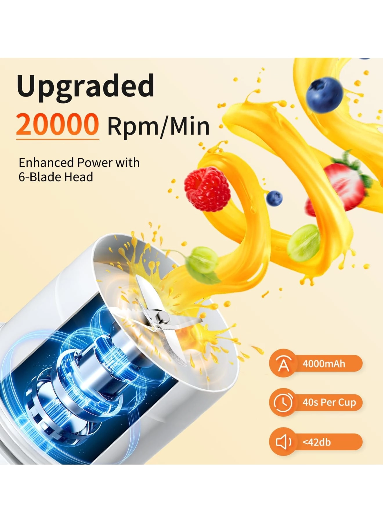 Portable Blender Smoothie Maker - Rechargeable Leakproof Lid Sip Spout